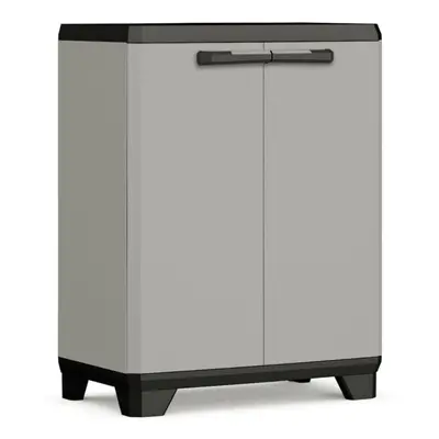 (low storage cabinet) Keter Storage Cabinet Planet Grey and Black Balcony Shelving Unit Multi Mo