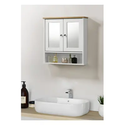 (White & Oak) Mirrored Bathroom Cabinet