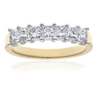 (L) Jewelco London 18ct Yellow Gold Eternity Ring, J/I Certified Diamonds, Princess Cut, 1ct