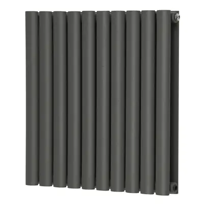 600 x 590mm Horizontal Designer Radiator Anthracite Double Oval Tube | Norden