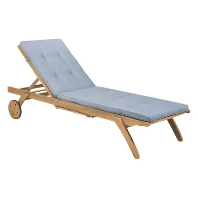 Sun Lounger with Cushion Wood Blue CESANA