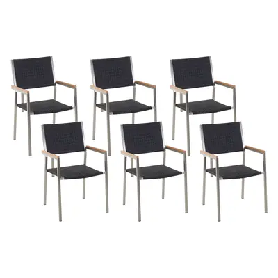 Set of Garden Chairs GROSSETO PE Rattan Black