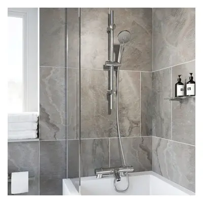 Bathroom Luxury Chrome Thermostatic Bath Shower Mixer Valve Single Head Riser