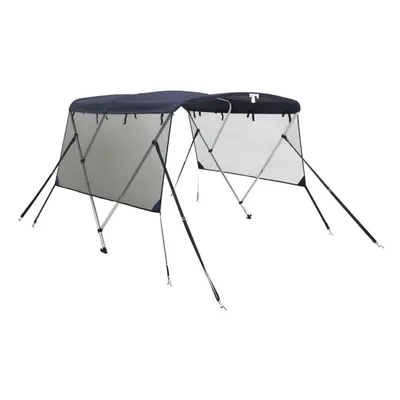 (blue and black, cm) vidaXL 3-bow Bimini Top with Sidewalls UV-Proof Canvas Boat Canopy Awning