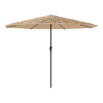 (388 x x cm) vidaXL Garden Parasol with LEDs and Steel Outdoor Umbrella Parasol Pole Brown