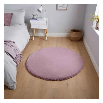 (Lavender Purple) Super Soft Fluffy Round Circle Shaggy Rug Mat 120cm Plain Pastel Colour Thick 