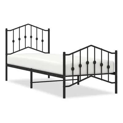 (black, x cm/with headboard & footboard) vidaXL Metal Bed Frame Home Bedroom Bed Base Mattress F