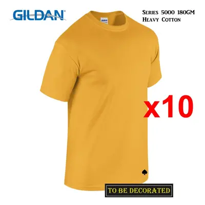 (S) Packs Gildan T-SHIRT Basic Tee - 5XL Small Big Men Heavy Cotton (Gold)