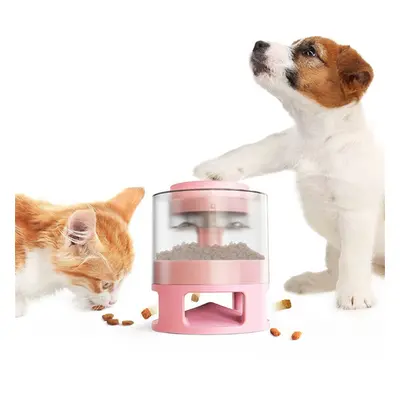 (Pink) Dog Training Food Leaking Toy Press Type Feeder Transparent Granary Anti-falling Improve 