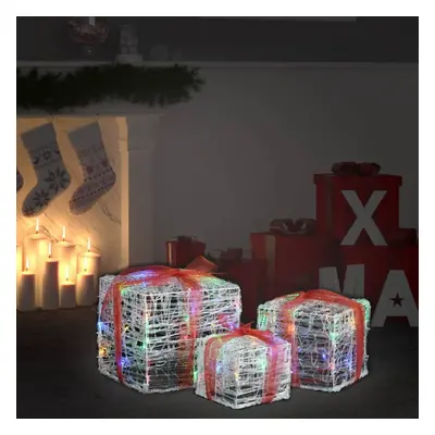 vidaXL 3x Decorative Acrylic Christmas Gift Boxes Colourful Xmas Decoration