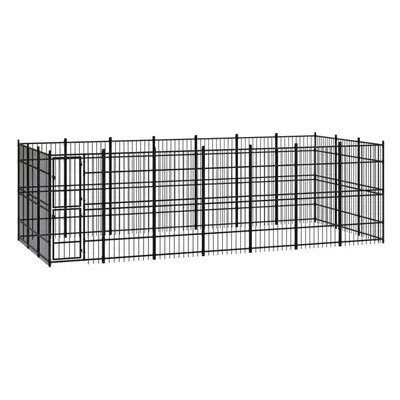 vidaXL Outdoor Dog Kennel Steel Outdoor Puppy Enclosure Dog Pet Supply Cage