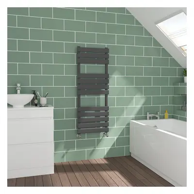 WarmeHaus Flat Panel Sand Grey Towel Radiator Bathroom Heated Towel Rail 1200x450mm