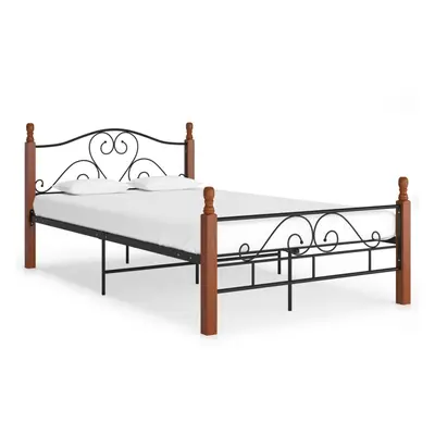 vidaXL Bed Frame Black Metal 120x200 cm Home Double Bedbase Slatted Bedstead