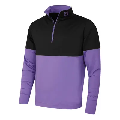 (M, Black/Violet) Footjoy Mens Colour Block Midlayer Wicking Stretch Golf Sweater