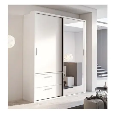 (White Matt) Arti - Sliding Door Wardrobe with Drawers 180cm