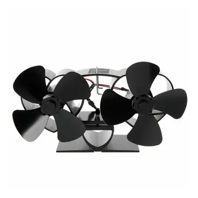 (Black) Blades Fireplace Fan Stove Fan Heated Fan Heat Powered Eco Fan