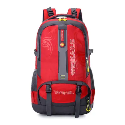 (Red) 50L Climbing Backpack Waterproof Sports Travel Hiking Shoulder Bag Portable Unisex Rucksac