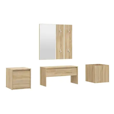 vidaXL Hallway Furniture Set Sonoma Oak Engineered Wood Bench and Coat Rack