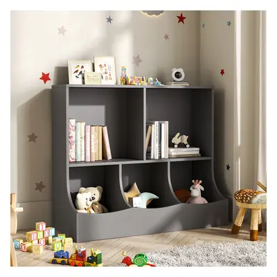 (Grey) 2-Tier Open Style Toy and Book Storage Organizer