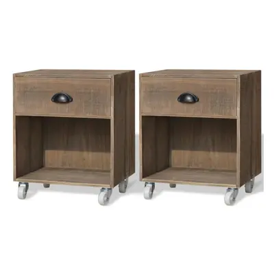 2 Nightstand Bedside Cabinet Telephone Stand End Table with Drawer Solid Wood