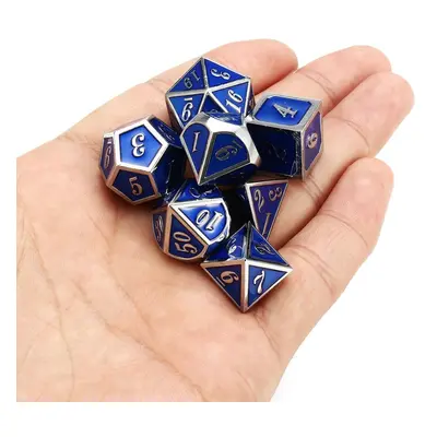 () 7pcs Zinc Alloy Multisided Dices Set Enamel Embossed Heavy Metal Polyhedral Dice With Bag