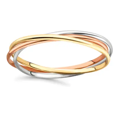 Jewelco London Ladies 9ct 3-Colour Trinity Gold Russian Wedding Band Bangle Bracelet 4mm - BNNR0