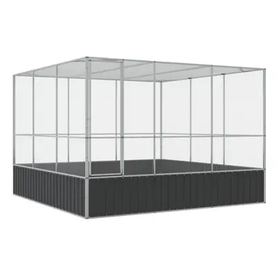 vidaXL Aviary Outdoor Large Bird Cage Walk In Chicken Run Coop Silver Steel