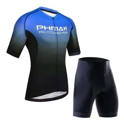 (Black Blue, Standard) Cycling Clothing Set Breathable Anti-UV Bicycle Wear Short Sleeve Jersey