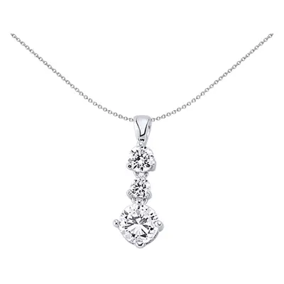 Jewelco London Ladies Sterling Silver Cubic Zirconia Trilogy Drop Charm Necklace inch - GVP204W