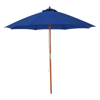 Outsunny 2.5m Wooden Garden Parasol Outdoor Umbrella Canopy w/ Vent Blue