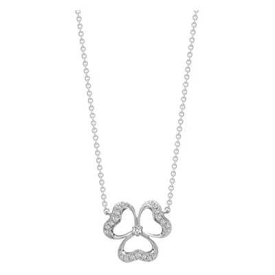 Jewelco London Solid 18ct White Gold Pave Set Round G SI1 0.11ct Diamond Shamrock Clover Lucky C