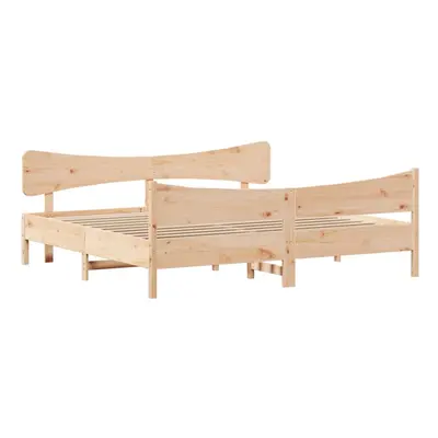 vidaXL Bed Frame with Headboard Bed Base Bedstead 200x200 cm Solid Wood Pine