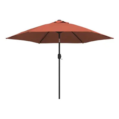 vidaXL Outdoor Parasol with LED Lights and Steel Pole Terracotta Umbrella