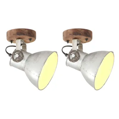 vidaXL 2x Industrial Wall/Ceiling Lamps Silver E27 Bedside Light Living Room