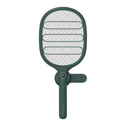 (Green) 2-in-1 Electric Fly Mosquito Swatter 1800mAh USB/Magnetic Rechargeable 3-Layer Safety Me