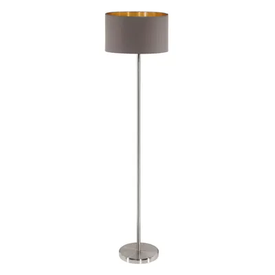 Floor Lamp Light Satin Nickel Shade Cappuccino Gold Fabric Pedal Switch E27