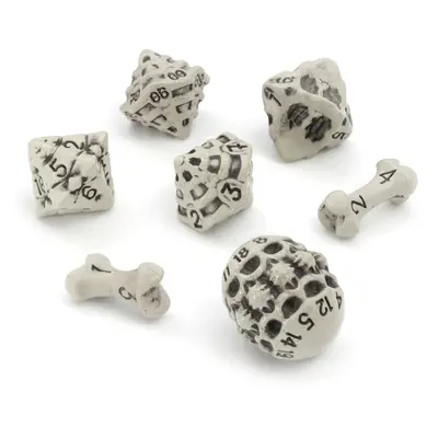 DND Dice Set - Set of Polyhedral Skull & Bone RPG Dice - D20, D12,%D10, D10, D8, D6 & D4 Sided. 