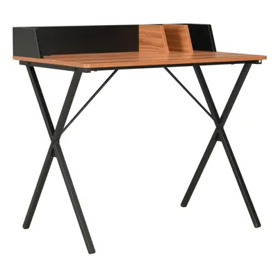 vidaXL Computer Desk X-Shape Cross Legs Black and Brown PC Table Corner Desk