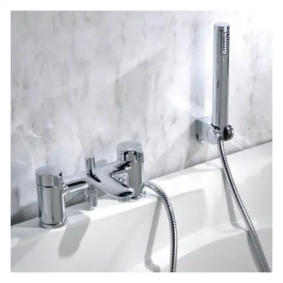 Agua Deck Mounted Handleless Bath Shower Mixer with Handset and Holder Chrome