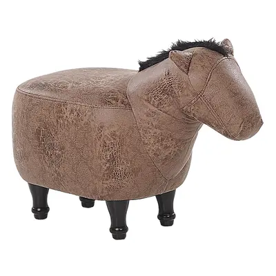 Stool HORSE Light Brown Faux Leather