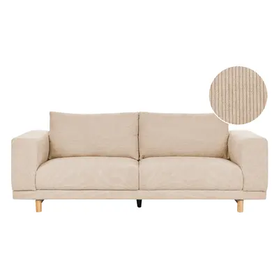 3 Seater Jumbo Cord Sofa Beige NIVALA