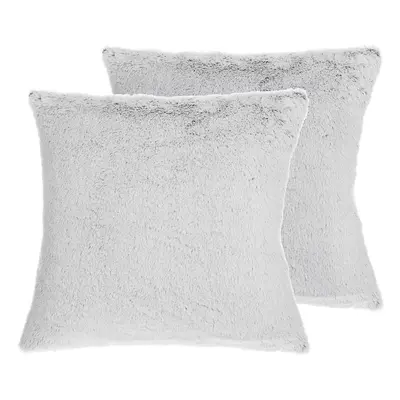 Set of Cushions CLEMATIS Faux Fur x cm Solid Light Grey