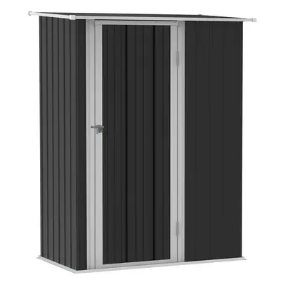 Outsunny Outdoor Storage Shed Steel Garden Shed w/ Lockable Door Dark Grey