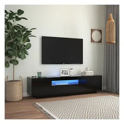 vidaXL TV Cabinet with LED Lights Black 160x35x40 cm Hifi Cabinet TV Unit