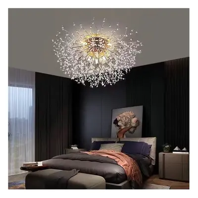 (Chrome) Crystal Ceiling Light, Modern Fireworks Chandelier, LED Ceiling Light Dimmable