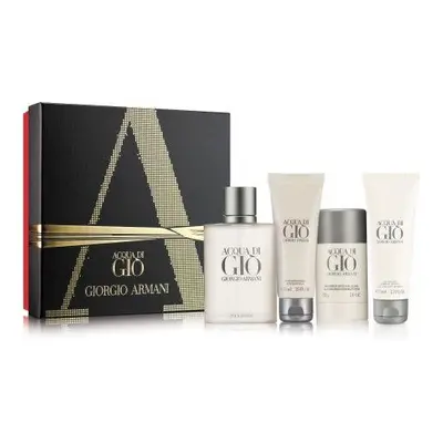 Acqua Di Gio Pcs Set For Men: 3.4 Edt Sp + 2.6 Dodorant Stick + 2.5 Body Shampoo + 2.5 After Sha