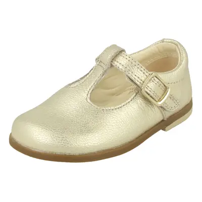 (Gold, UK Infant) Girls Clarks T-Bar Shoes Drew Shine - G Fit