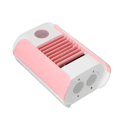 (Pink) Gear Mini Air Conditioning Fan Spray Humidification Portable Summer Table Fan