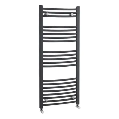 Heated Vertical Towel Rail with Curved Rails - BTU - 1150mm x 500mm - Anthracite