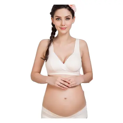 (Khaki, XL) Pregnancy Bra Cotton Wireless Maternity Nursing Breastfeeding Sleep Bras